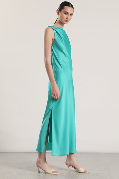 VESTIDO MAXI SATIN LIOLA MUJER VERDE - 6