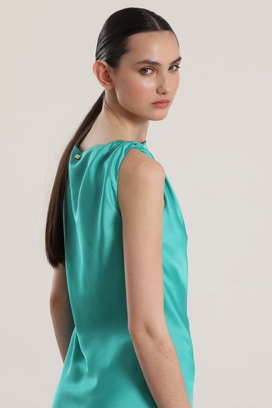 VESTIDO MAXI SATIN LIOLA MUJER VERDE - 7