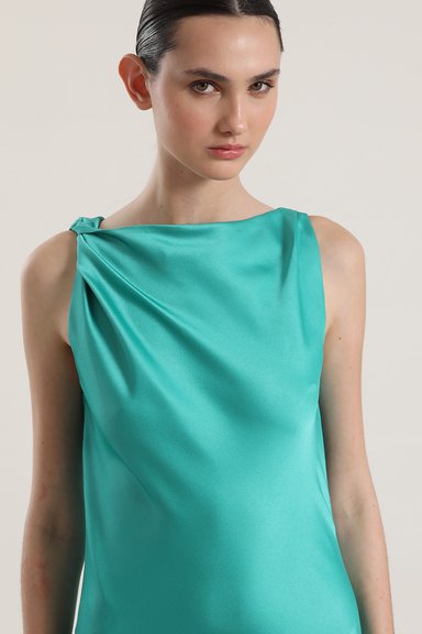 VESTIDO MAXI SATIN LIOLA MUJER VERDE - 8