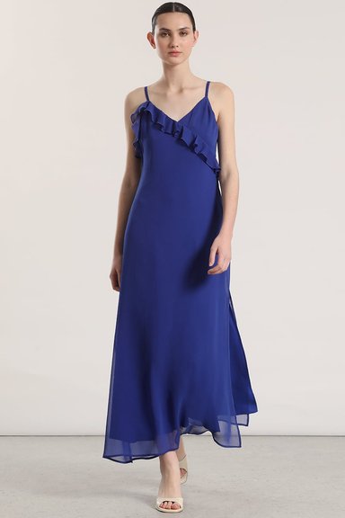 VESTIDO MAXI VOLANTES LIOLA MUJER AZULINO - 1
