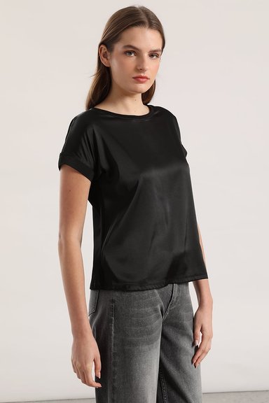 POLERA BASICA SATIN LIOLA MUJER NEGRO - 4