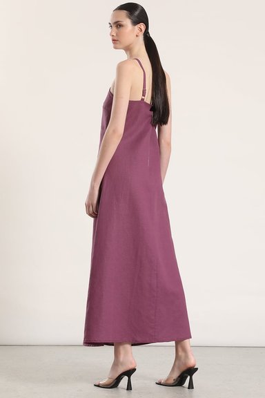 VESTIDO MAXI LINO LIOLA MUJER VINO - 3