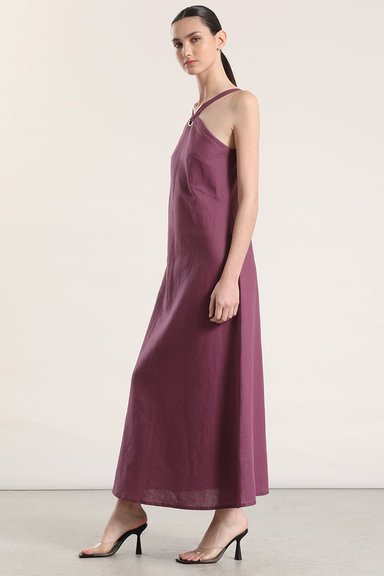 VESTIDO MAXI LINO LIOLA MUJER VINO - 5