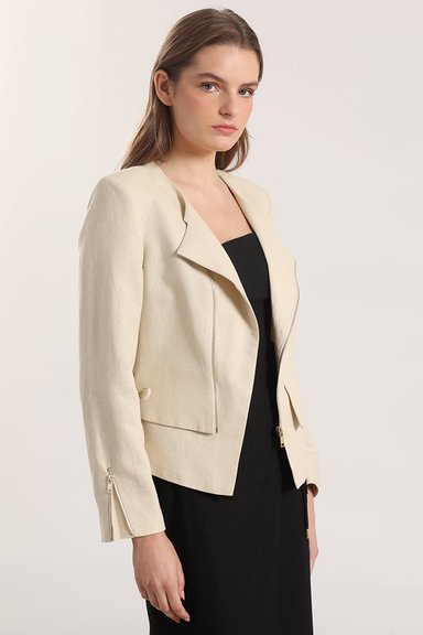 CHAQUETA BIKER LINO LIOLA MUJER BEIGE - 1