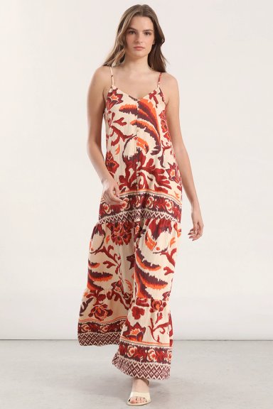 VESTIDO MAXI ESTAMPADO LIOLA MUJER NARANJO - 1