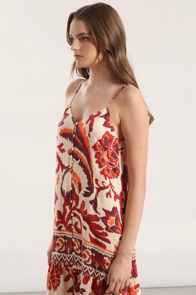 VESTIDO MAXI ESTAMPADO LIOLA MUJER NARANJO - 3