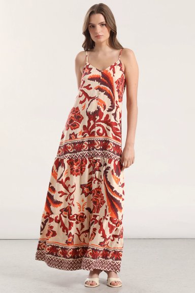 VESTIDO MAXI ESTAMPADO LIOLA MUJER NARANJO - 4
