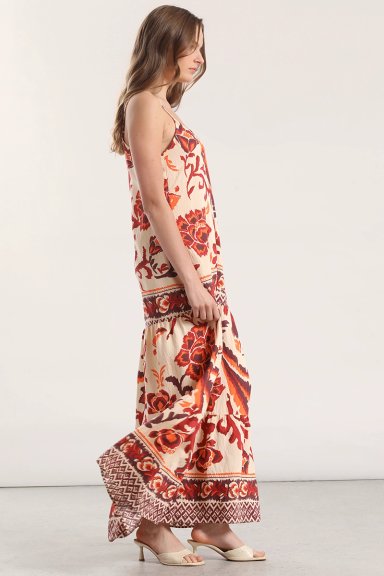 VESTIDO MAXI ESTAMPADO LIOLA MUJER NARANJO - 6