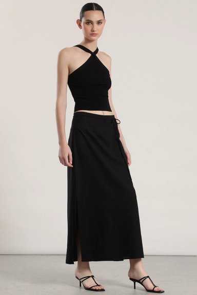 FALDA MIDI LINO MUJER LIOLA NEGRO - 1