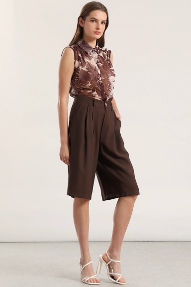 BERMUDA CON PLIEGUE MUJER LIOLA CHOCOLATE - 2