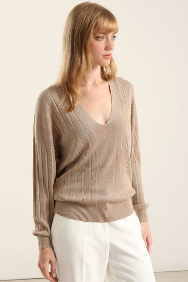 JERSEY PUNTO HILO METALIZADO, CAMEL LIOLA - 1