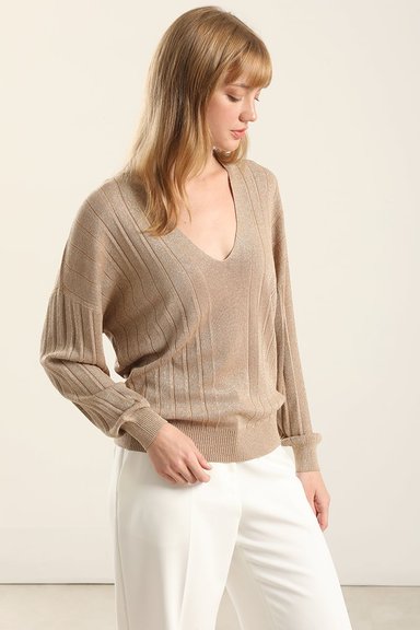 JERSEY PUNTO HILO METALIZADO, CAMEL LIOLA - 5