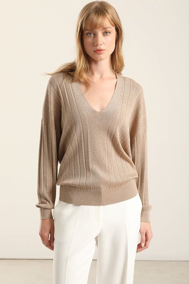 JERSEY PUNTO HILO METALIZADO, CAMEL LIOLA - 6