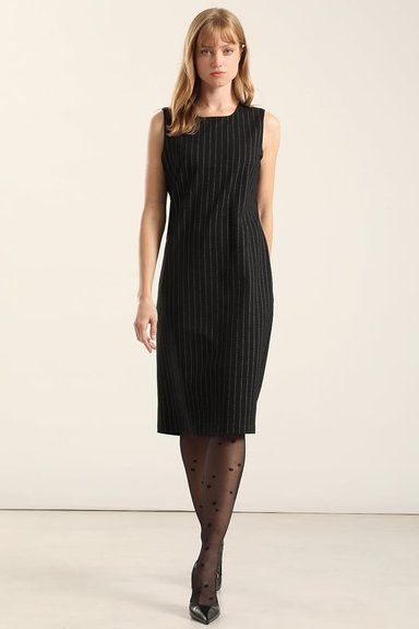 VESTIDO RODILLA, RAYAS, NEGRO LIOLA - 2