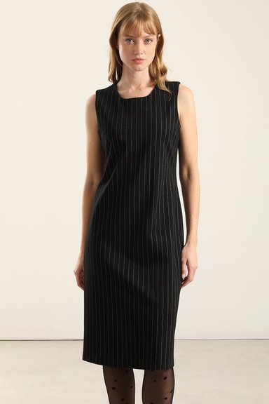 VESTIDO RODILLA, RAYAS, NEGRO LIOLA - 3