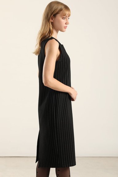 VESTIDO RODILLA, RAYAS, NEGRO LIOLA - 4