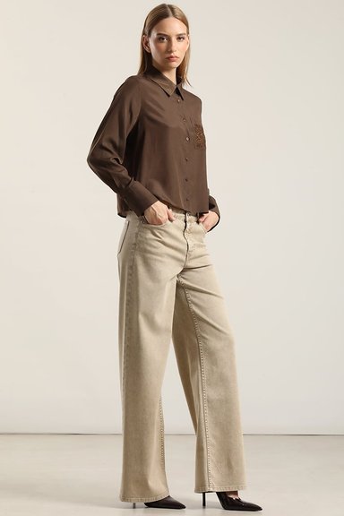 BLUSA  BOLSILLOS BORDADO, CHOCOLATE LIOLA - 6