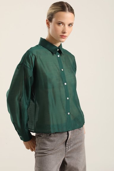 BLUSA SEMI TRANSPARENTE, VERDE LIOLA - 1