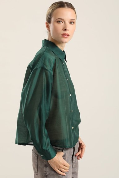 BLUSA SEMI TRANSPARENTE, VERDE LIOLA - 3