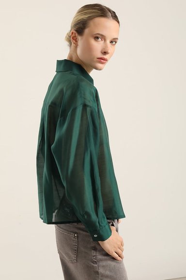 BLUSA SEMI TRANSPARENTE, VERDE LIOLA - 6