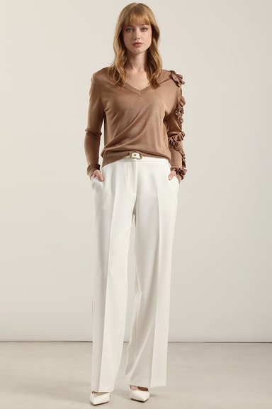 JERSEY PUNTO SEMITRASPARENTE, VOLADOS, CAMEL LIOLA - 5