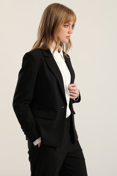 BLAZER BASICO ENTALLADO, NEGRO LIOLA - 4