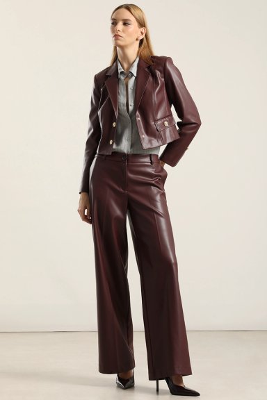 PANTALON ANCHO, TIRO ALTO, EFECTO CUERO, BURDEO LIOLA - 3