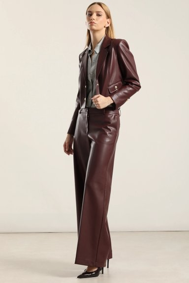 PANTALON ANCHO, TIRO ALTO, EFECTO CUERO, BURDEO LIOLA - 6