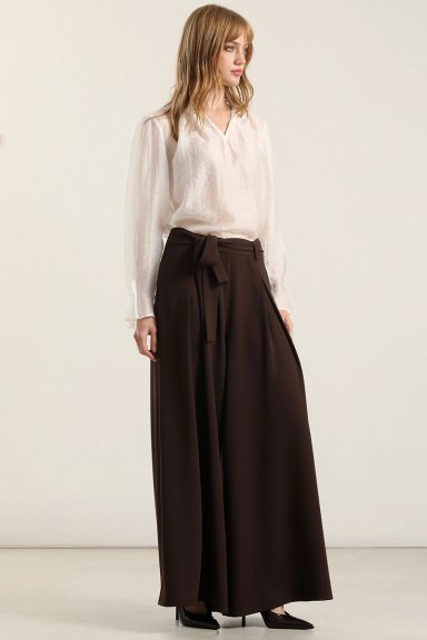 PANTALON PALAZZO PLIEGUES, CHOCOLATE LIOLA - 1