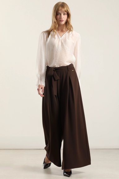 PANTALON PALAZZO PLIEGUES, CHOCOLATE LIOLA - 3