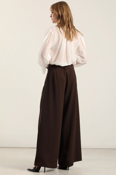 PANTALON PALAZZO PLIEGUES, CHOCOLATE LIOLA - 4
