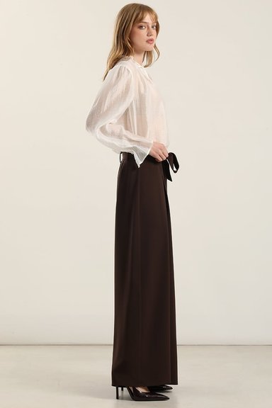 PANTALON PALAZZO PLIEGUES, CHOCOLATE LIOLA - 5
