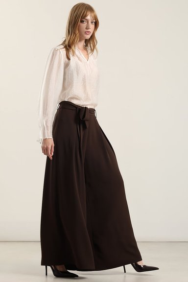 PANTALON PALAZZO PLIEGUES, CHOCOLATE LIOLA - 6