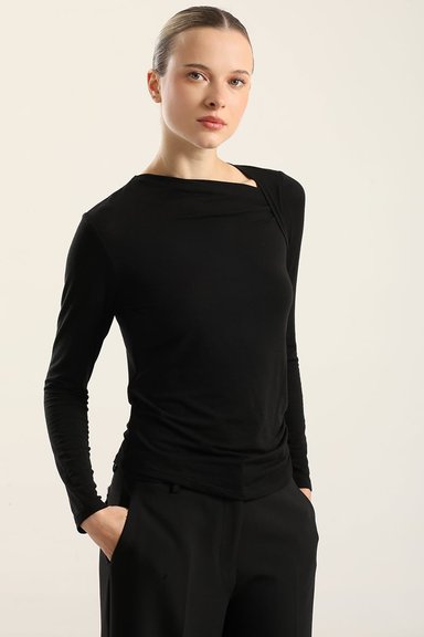TOP ESCOTE ASIMETRICO, NEGRO LIOLA - 1
