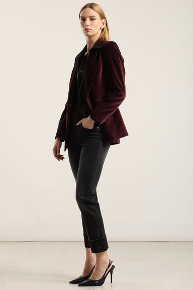 BLAZER ENTALLADO, CUELLO SMOKING, TERCIOPELO CIRUELA LIOLA - 4