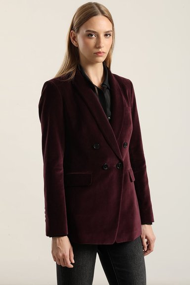 BLAZER ENTALLADO, CUELLO SMOKING, TERCIOPELO CIRUELA LIOLA - 6