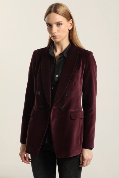 BLAZER ENTALLADO, CUELLO SMOKING, TERCIOPELO CIRUELA LIOLA - 7