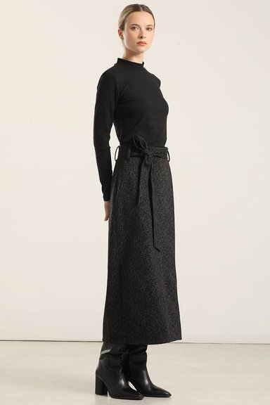 FALDA MIDI ANIMAL PRINT, NEGRO LIOLA - 2