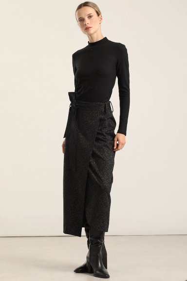 FALDA MIDI ANIMAL PRINT, NEGRO LIOLA - 6