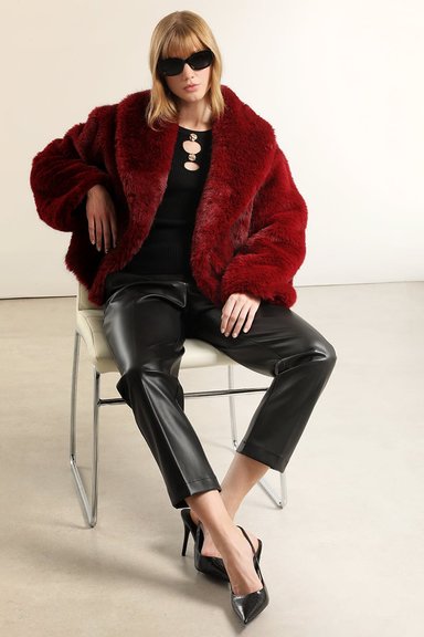 CHAQUETA EFECTO PIEL MATIZADA, ROJO LIOLA - 3