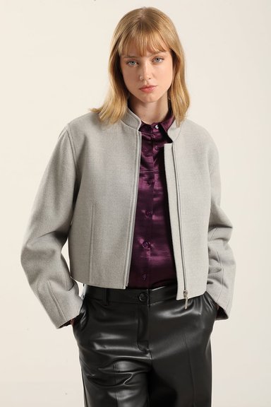 CHAQUETA BOMBER, MUFLON MELANGE GRIS LIOLA - 4