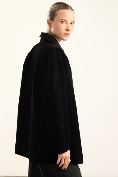 CHAQUETON GABARDINA EFECTO TERCIOPELO, NEGRO LIOLA - 3