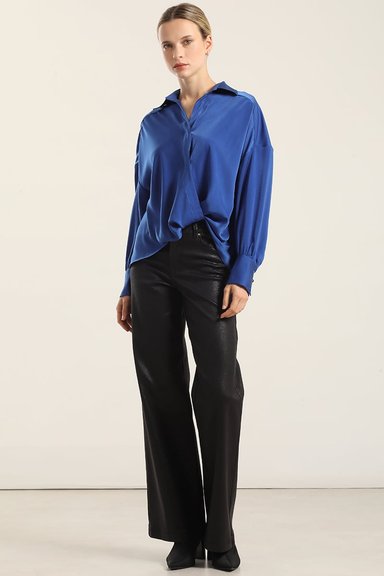 BLUSA SATIN NUDO, AZULINO LIOLA - 2