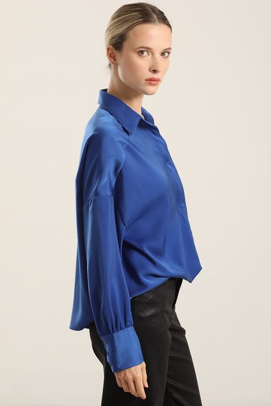 BLUSA SATIN NUDO, AZULINO LIOLA - 3