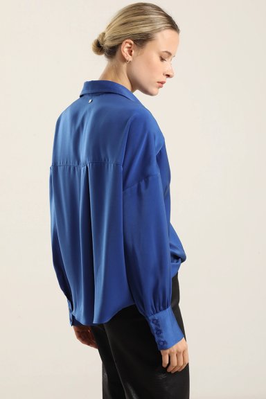 BLUSA SATIN NUDO, AZULINO LIOLA - 4