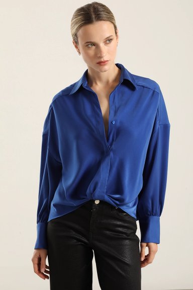 BLUSA SATIN NUDO, AZULINO LIOLA - 5