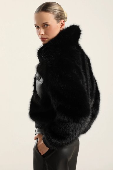 CHAQUETON EFECTO CUERO PIEL,NEGRO LIOLA - 2