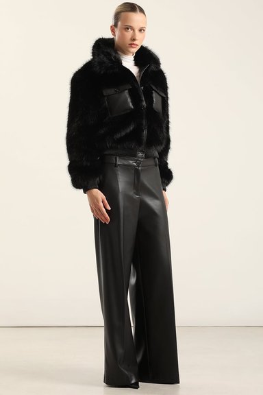 CHAQUETON EFECTO CUERO PIEL,NEGRO LIOLA - 5
