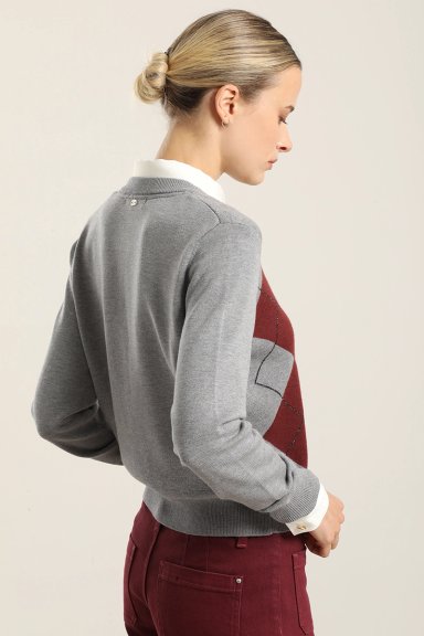 CARDIGAN PUNTO, ROMBO LUREX, GRIS LIOLA - 6