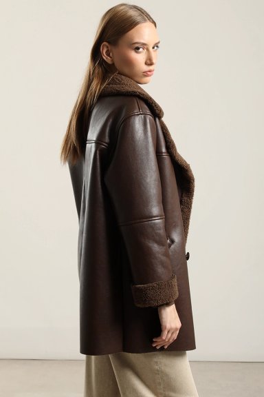 CHAQUETON EFECTO CUERO PIEL,CHOCOLATE LIOLA - 4